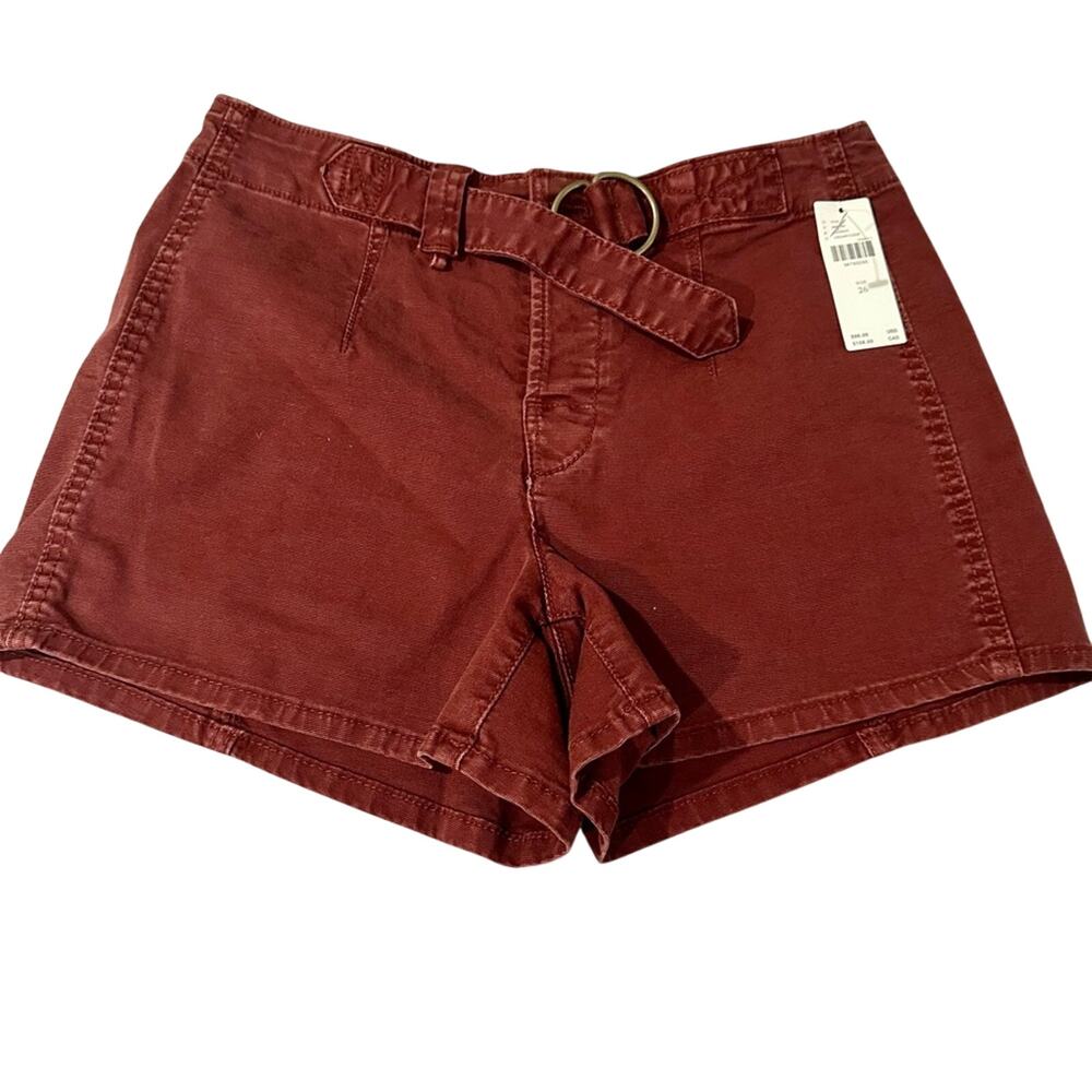 Anthropologie Rust Red Belted Cotton Jean Shorts - Picture 1 of 9